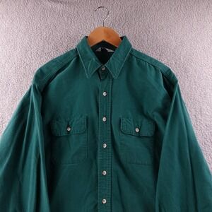 Vintage Five Brother Men XL Flannel Long Sleeve Button Shirt Green Made in USA